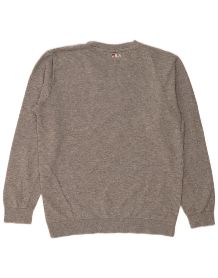 FILA Womens Graphic Sweatshirt Jumper UK 16 Large Grey Flecked