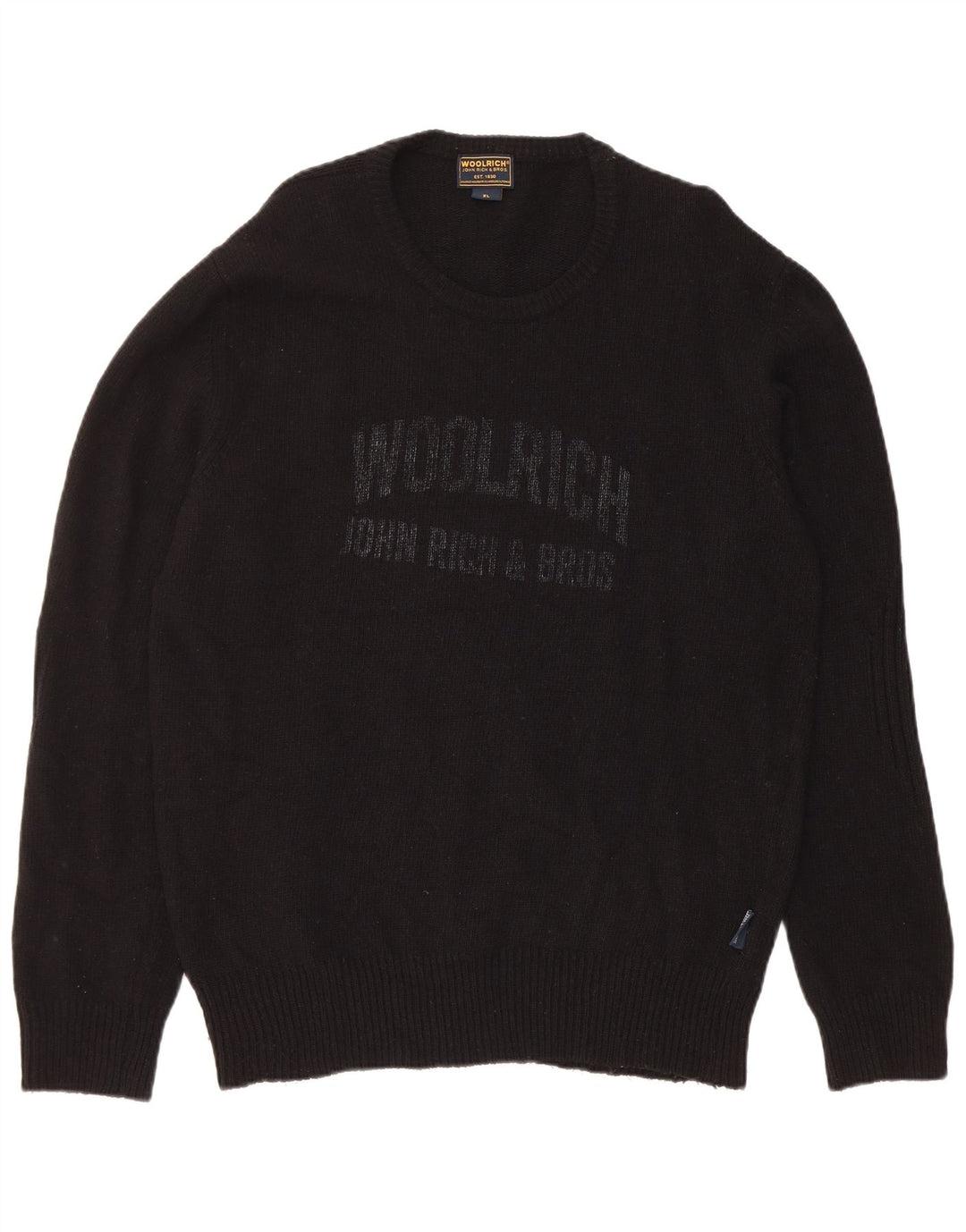Мужской джемпер с круглым вырезом Woolrich, черный шерстяной свитер XL
