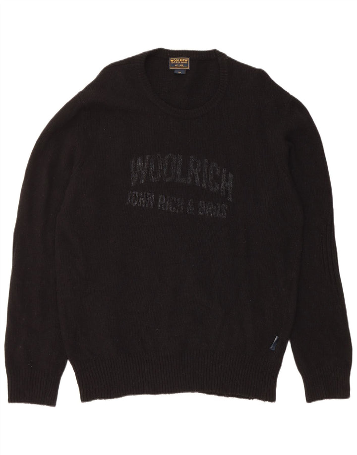 Мужской джемпер с круглым вырезом Woolrich, черный шерстяной свитер XL