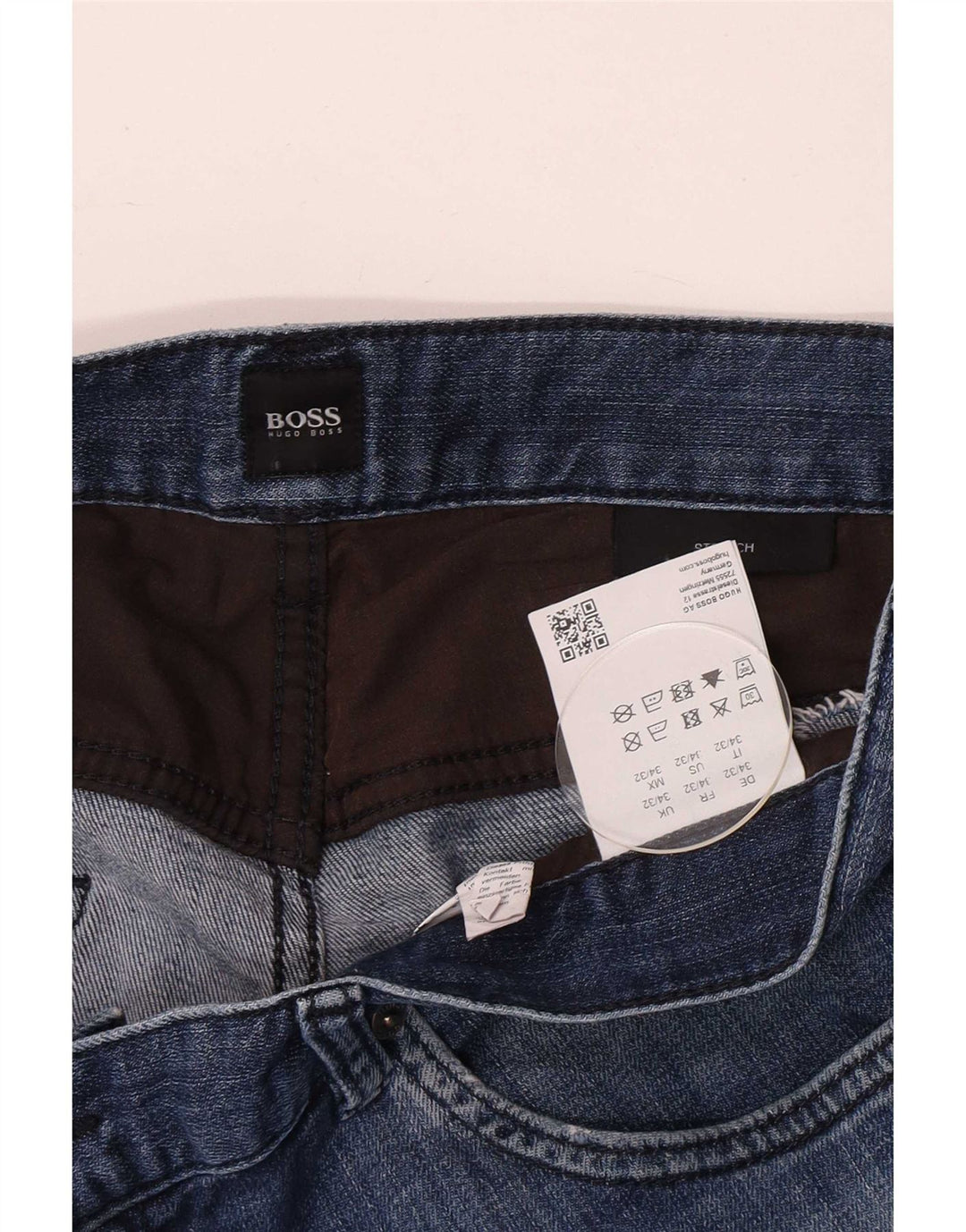 Мужские узкие джинсы-стрейч Hugo Boss W34 L32, синий хлопок