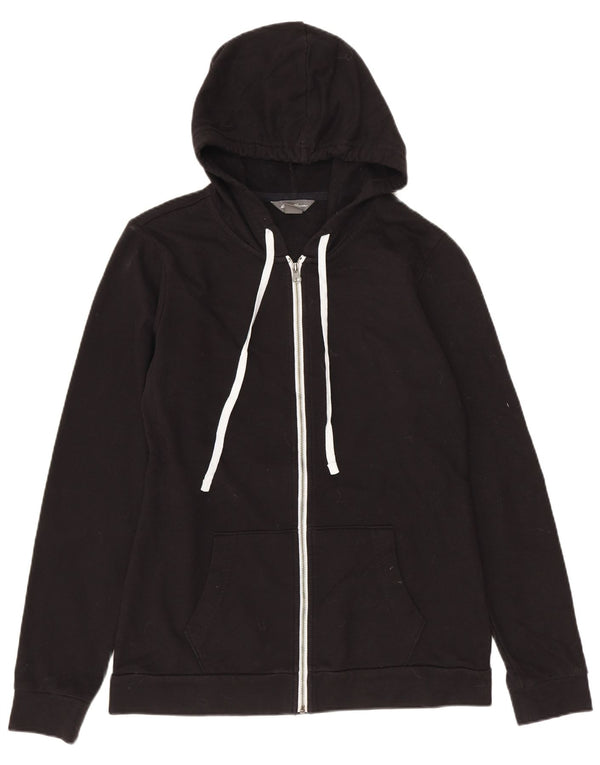 Eddie Bauer Womens Zip Hoodie Sweater UK 6 XS Black Cotton