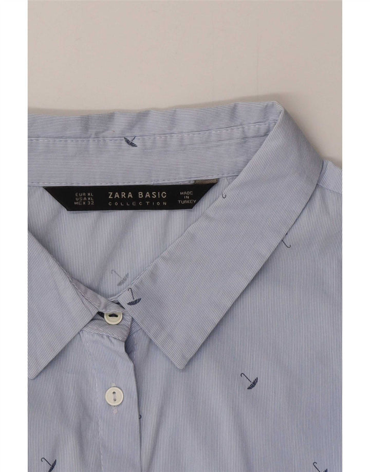 Женская рубашка с абстрактным узором Zara UK 18 XL, синяя