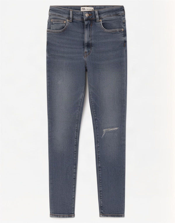 Женские укороченные джинсы скинни Zara EU 38, маленькие W28 L26, синий хлопок