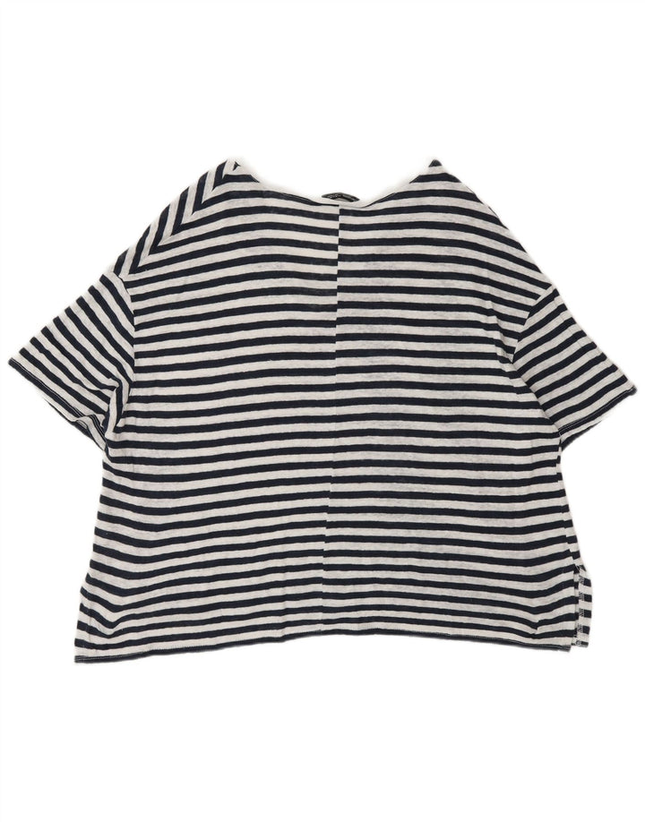 Женская футболка оверсайз Zara Top UK 14, средний черный в тонкую полоску