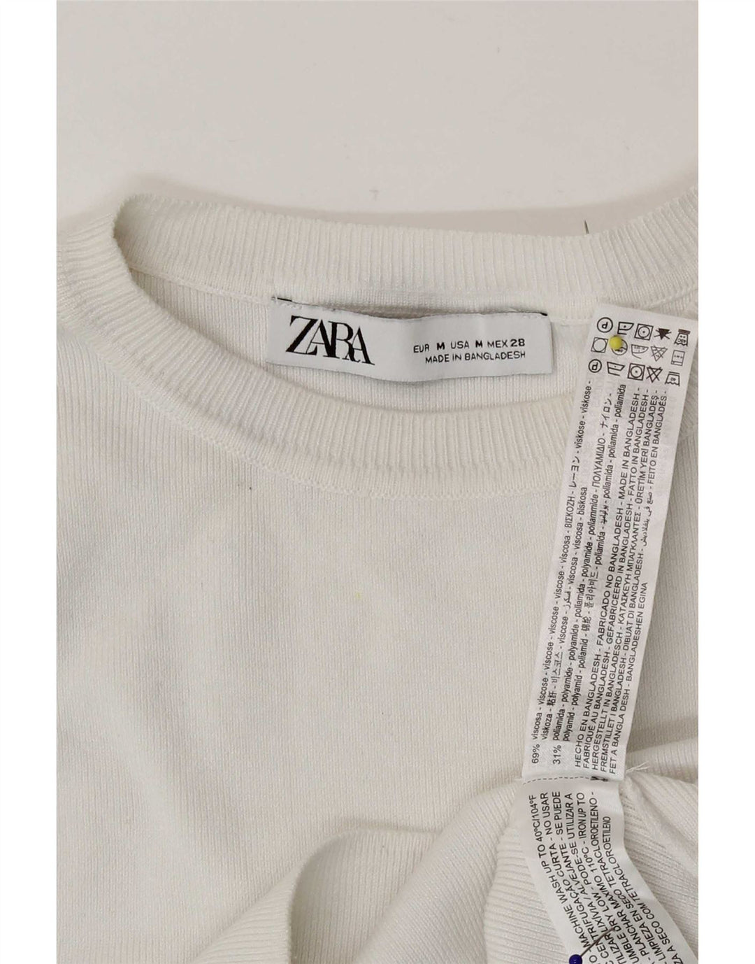 Женский укороченный топ без рукавов Zara UK 12, средний белый, вискоза