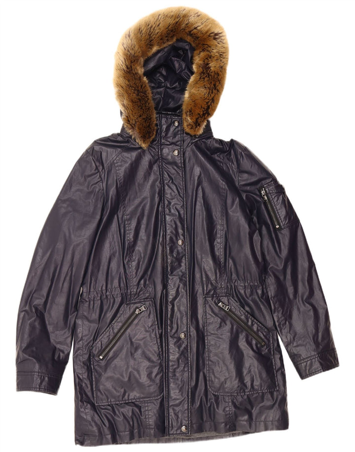 Женская парка CALVIN KLEIN с капюшоном UK 16, большой темно-синий полиэстер