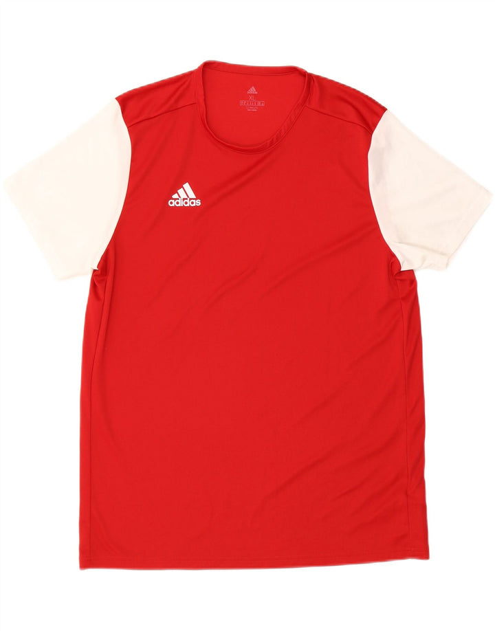 Мужская футболка ADIDAS Climalite Top XL, красный полиэстер с цветными блоками