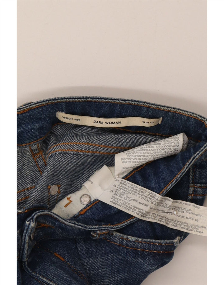 Женские узкие джинсы Zara со средней посадкой W26 L29, синие, хлопок