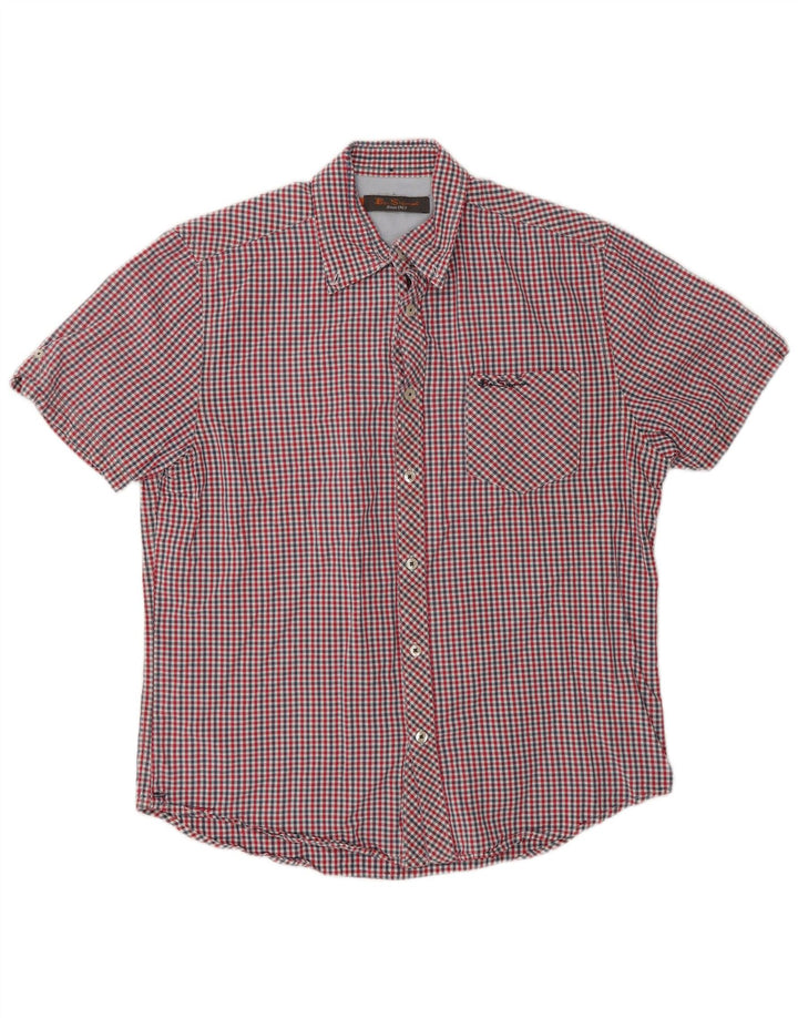 Мужская рубашка с коротким рукавом Ben Sherman, средний красный хлопок в мелкую клетку