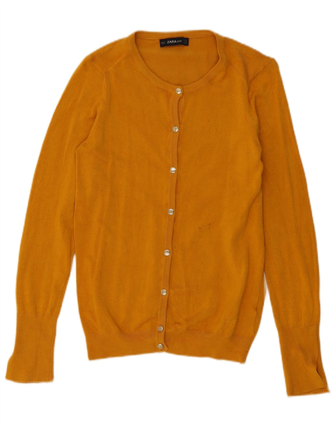 Женский кардиган Zara UK 12, вискоза среднего желтого цвета