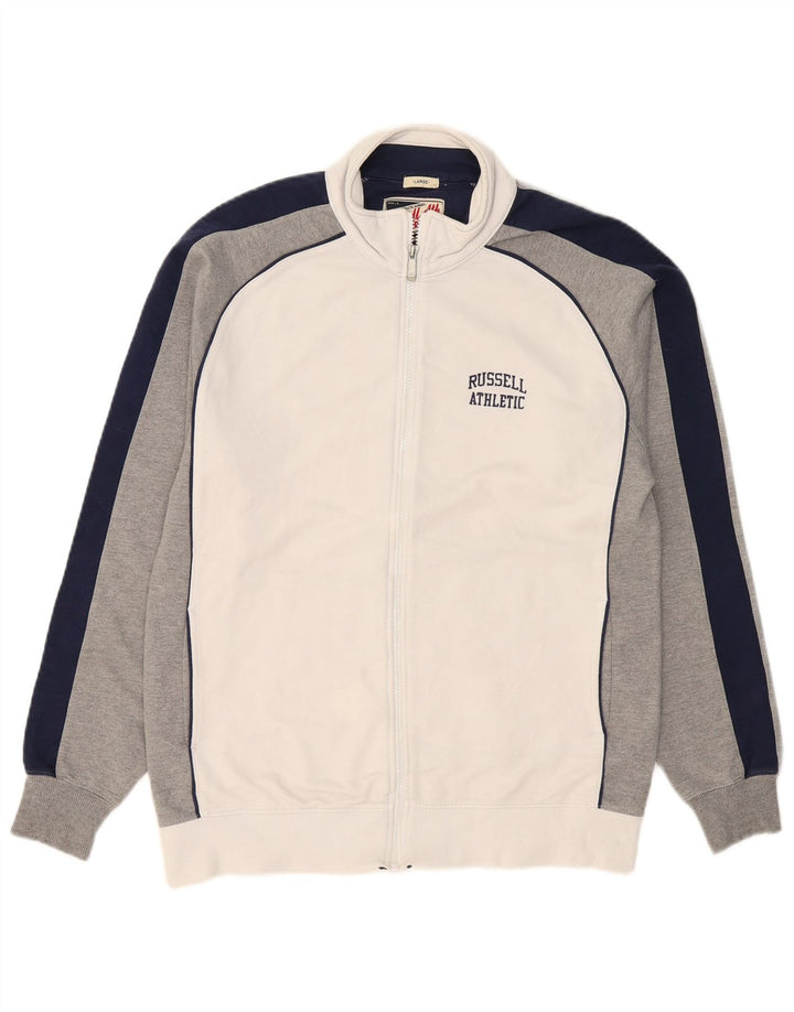 Мужская спортивная куртка RUSSELL ATHLETIC, большая белая хлопковая куртка с цветными блоками