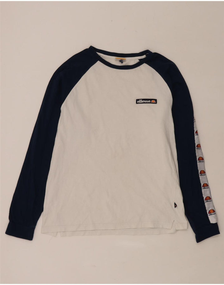 ELLESSE Мужской топ с рисунком, длинный рукав, средний белый, хлопок с цветными блоками