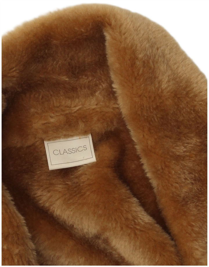 Классическое женское пальто из шерпы UK 18 XL, бежевый полиэстер