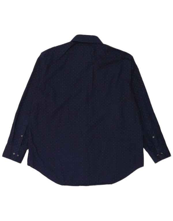 Мужская рубашка приталенного кроя CALVIN KLEIN, размер 17 1/2 XL, темно-синий хлопок в крапинку