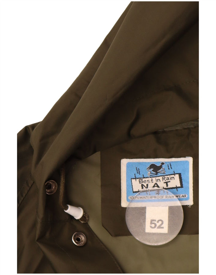 Винтажная мужская куртка-дождевик с капюшоном IT 52 XL, хаки, нейлон
