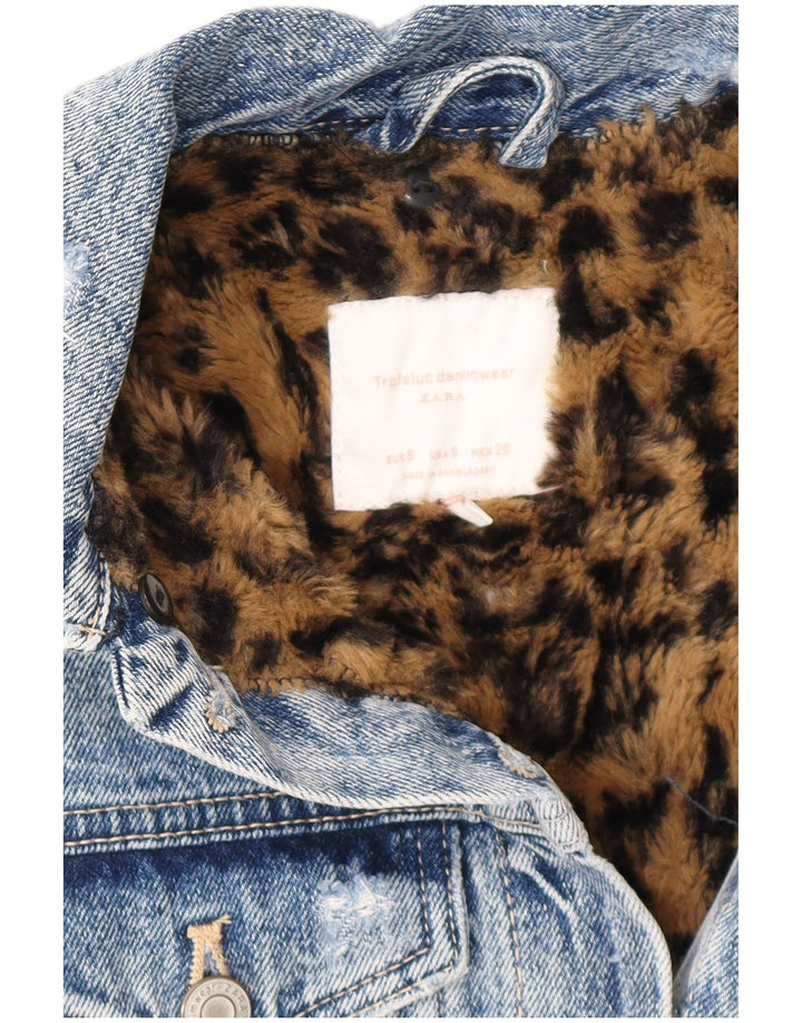 Женское джинсовое пальто оверсайз из шерпы Zara UK 10, маленькое синее