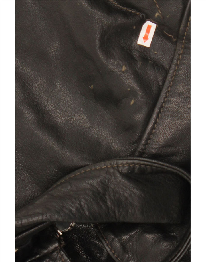 Мужская кожаная куртка VINTAGE UK 40, большая черная кожаная