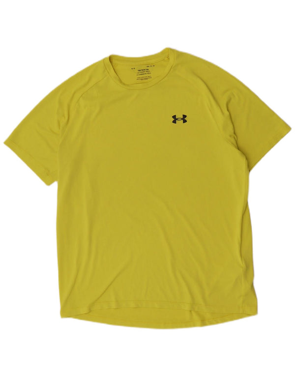Мужская футболка стандартного размера с коротким рукавом Under Armour, верх из полиэстера среднего желтого цвета
