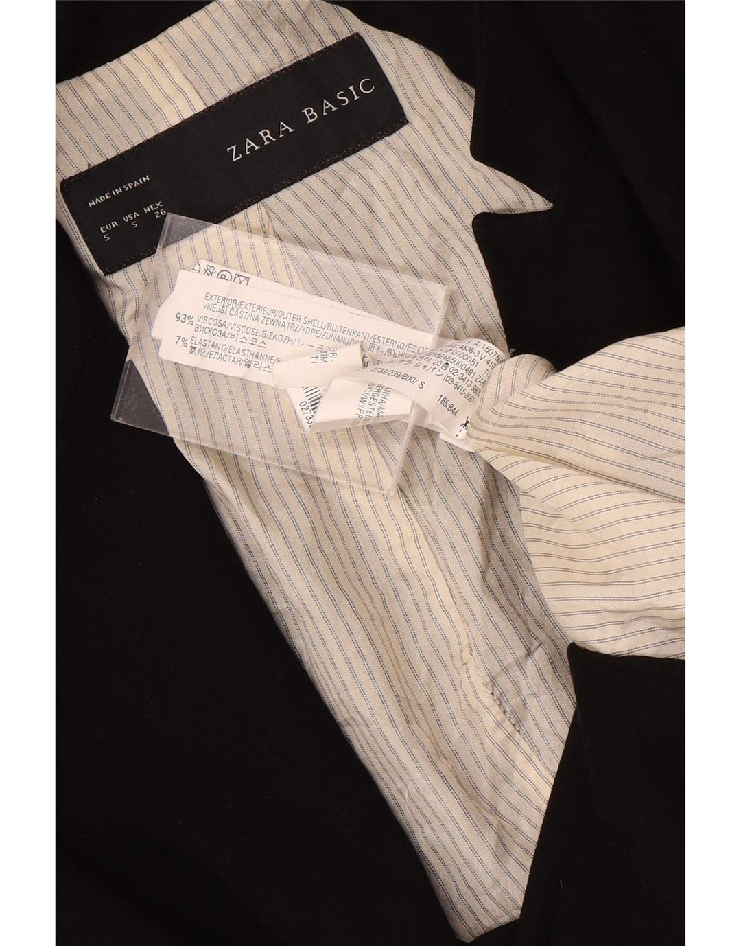 Женский пиджак Zara на 1 пуговице UK 10, маленький черный вискоза