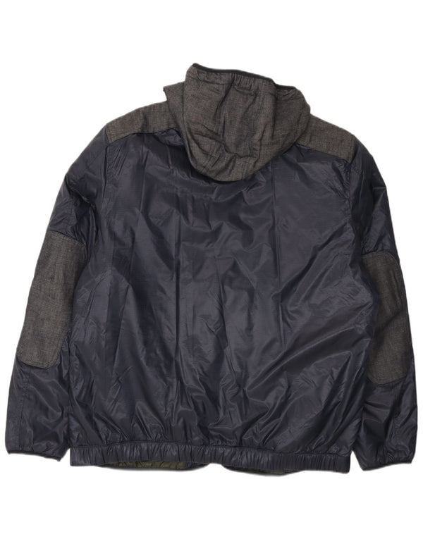 G-Star Mens Hooded Windbreaker Jacket UK 44 2XL Navy Blue Colourblock