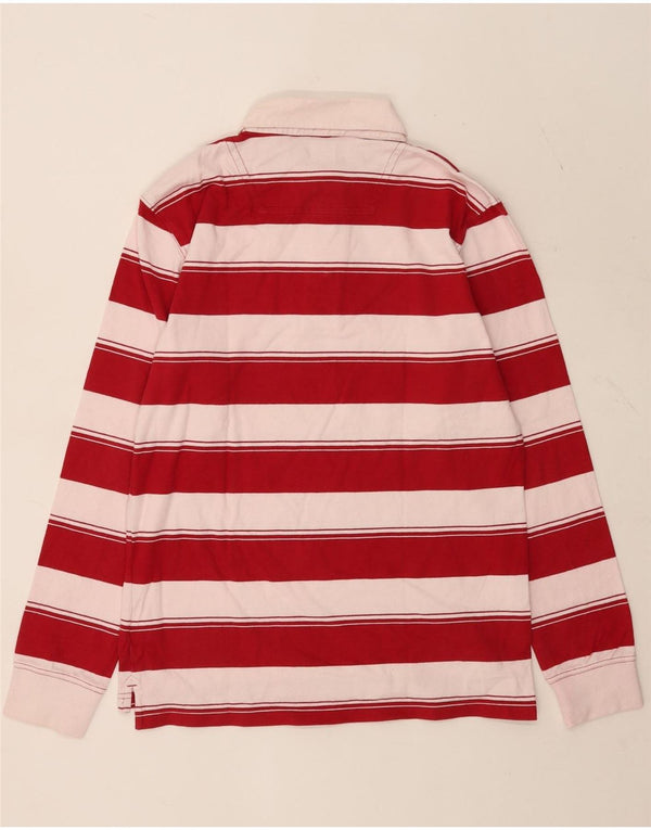 Timberland Mens Long Sleeve Regular Fit Rugby Polo Shirt Small Red Striped