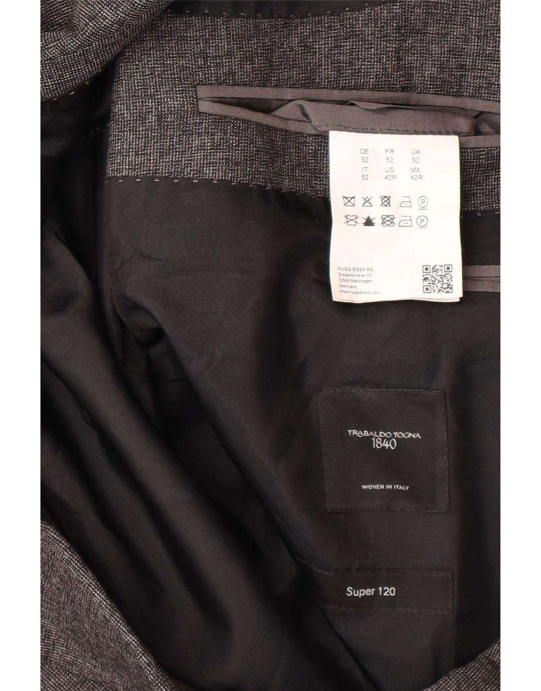 Мужской приталенный пиджак на 2 пуговицах Hugo Boss IT 52 XL Серый из натуральной шерсти