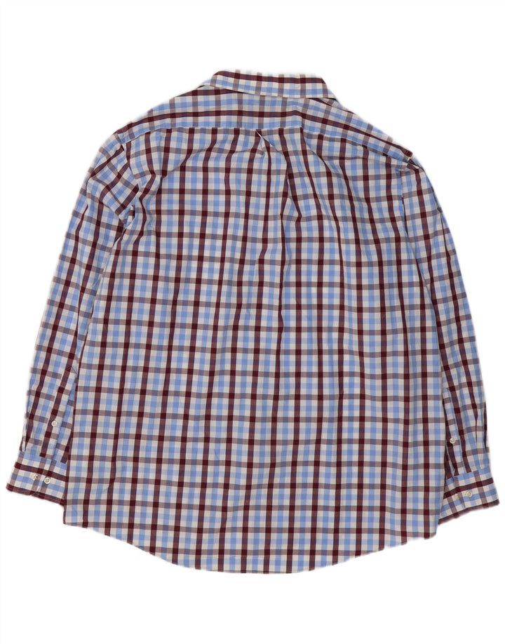 Мужская рубашка классического кроя Chaps, размер 17 1/2 XL, синяя клетка, хлопок