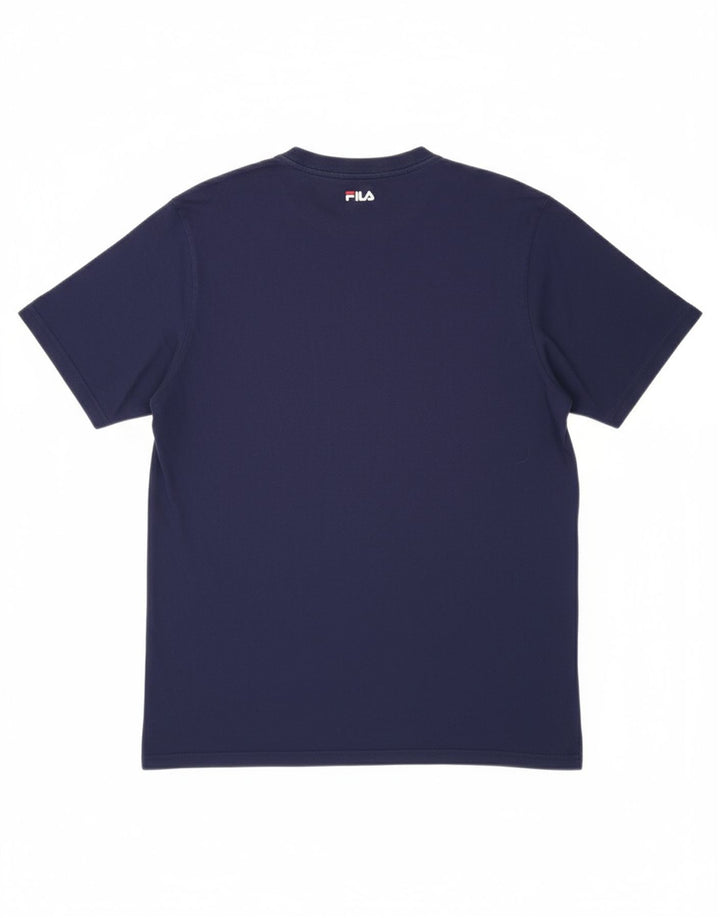 FILA Mens Graphic T-Shirt Top Large Navy Blue Cotton