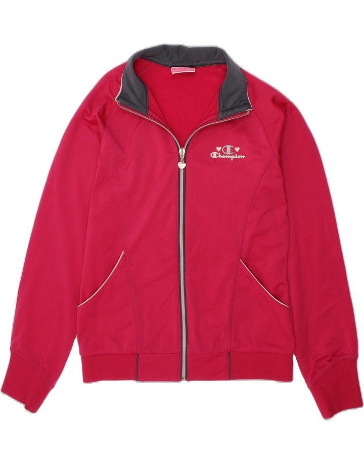 CHAMPION Girls Tracksuit Top Jacket 11-12 Years Large Pink Polyester Vintage Champion and Second-Hand Champion from Messina Hembry 