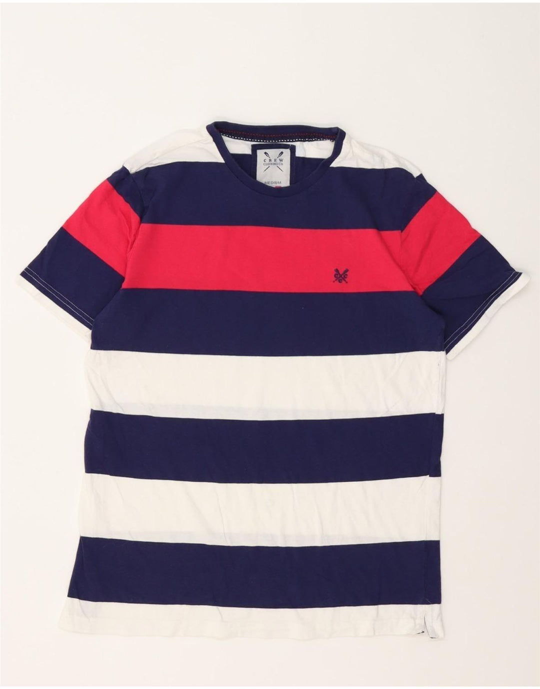 Crew Clothing Мужская футболка из хлопка среднего размера в разноцветную полоску