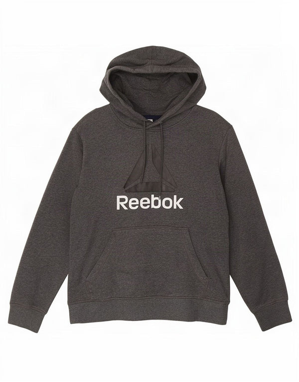 Мужской джемпер с капюшоном Reebok, маленький серый, хлопковый в крапинку