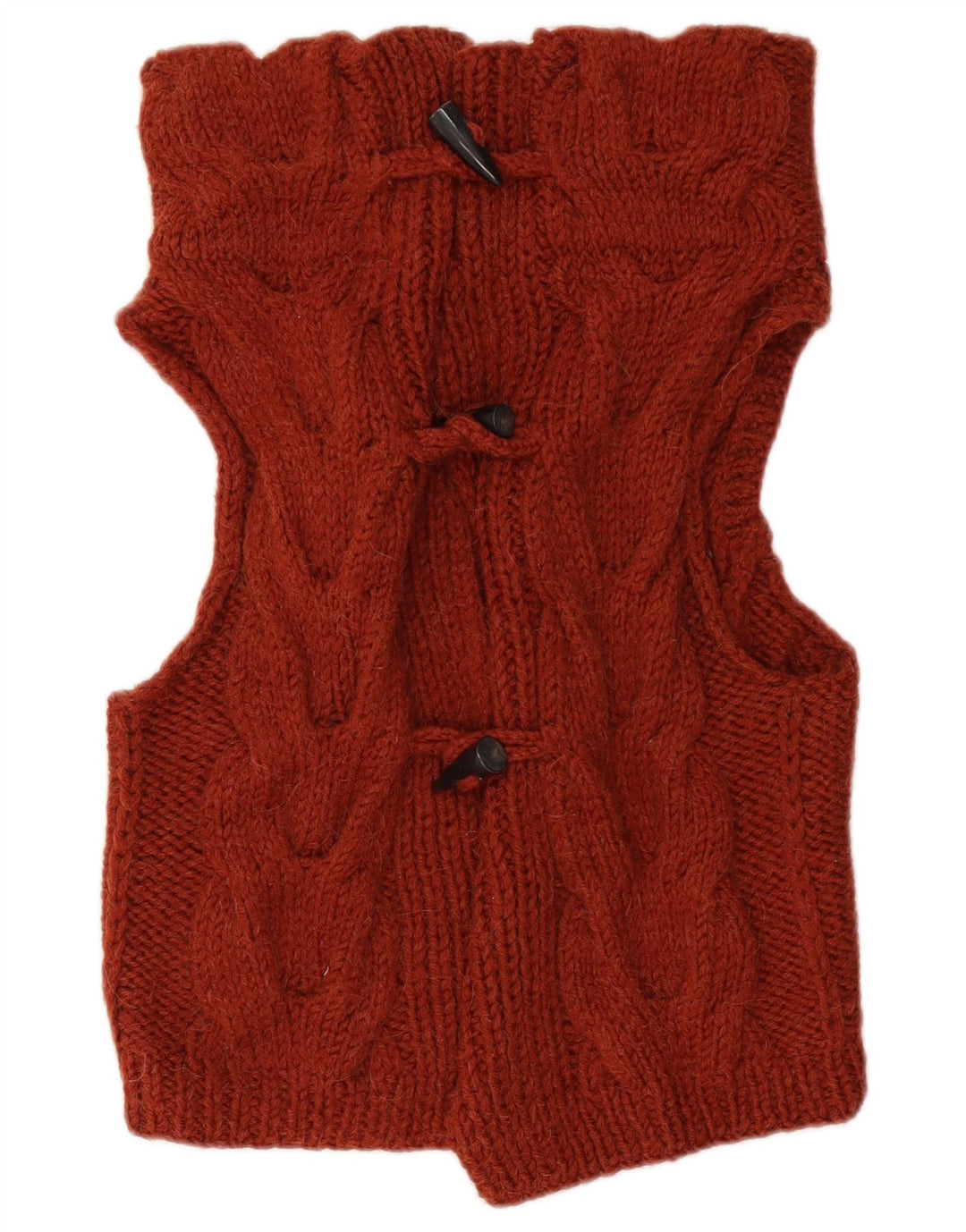 VINTAGE Женский кардиган без рукавов UK 12 Средний Коричневый