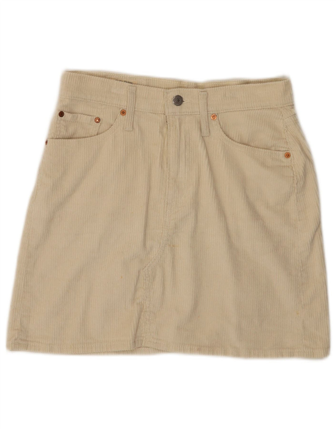 Женская мини-вельветовая юбка LEVI'S 501 W28 среднего цвета, белый хлопок, хлопок