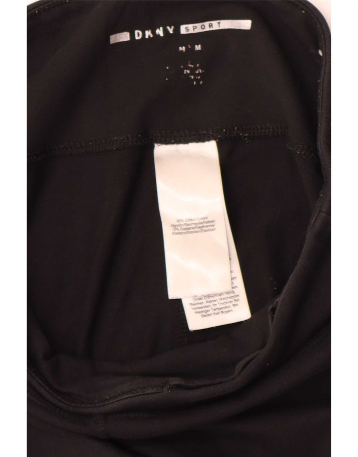 Женские леггинсы с рисунком Dkny UK 14, хлопковые, среднего размера, черные