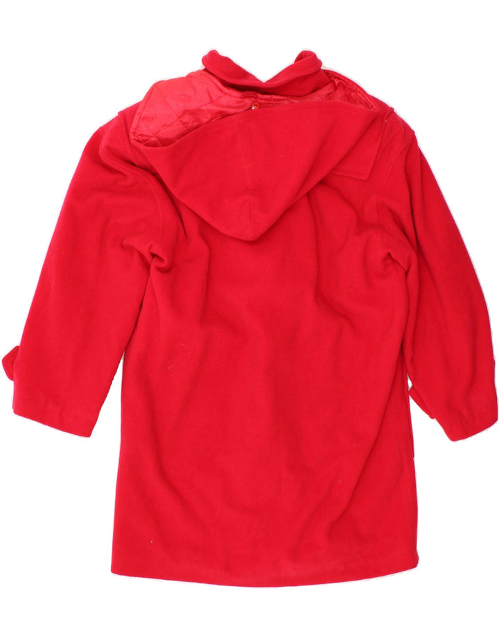 VINTAGE Womens Oversized Hooded Duffle Coat UK 10 Small Red Wool Vintage Vintage and Second-Hand Vintage from Messina Hembry 