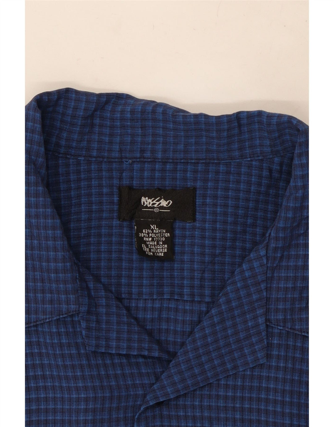 MOSSIMO Мужская рубашка с коротким рукавом XL синяя вискозная клетка