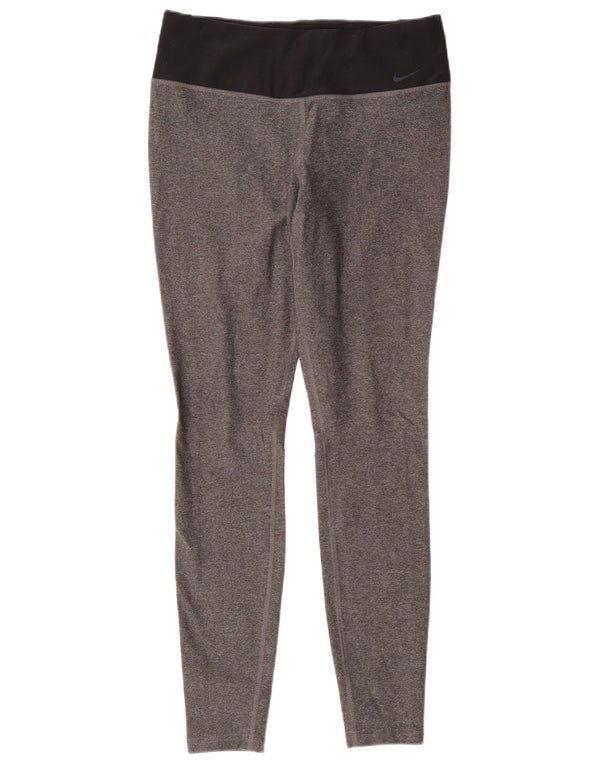 Женские леггинсы NIKE Dri Fit UK 12, средний серый цвет, полиэстер с цветными блоками