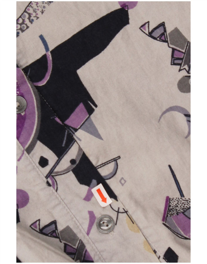 ВИНТАЖНАЯ женская юбка-трапеция с завышенной талией W32, большая серая с геометрическим рисунком