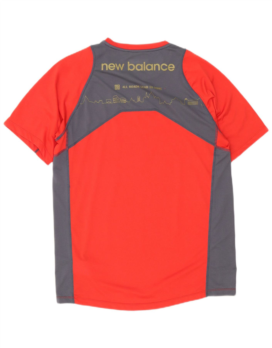Мужская футболка с рисунком New Balance, верх среднего красного цвета, полиэстер с цветными блоками