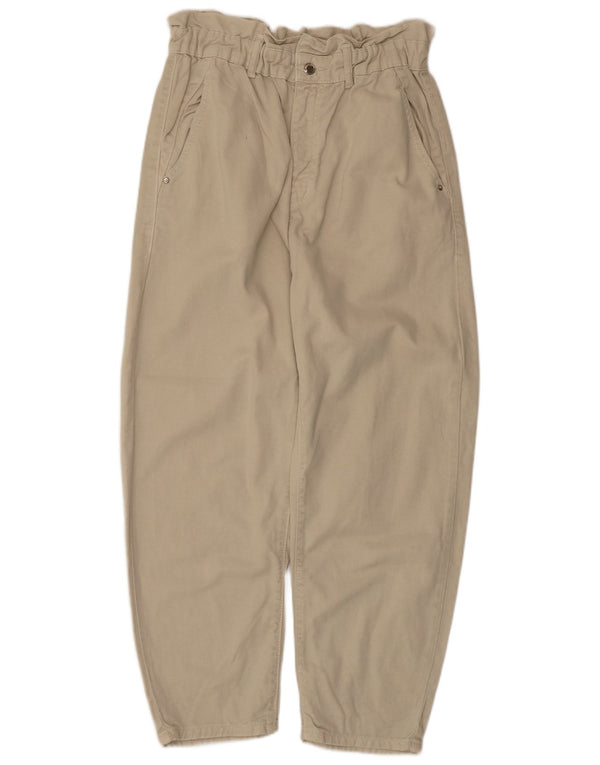 Женские укороченные брюки Zara EU 42, большие W32 L25, бежевый хлопок