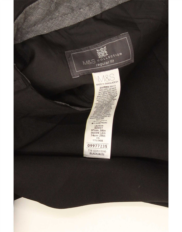 Женские костюмные брюки стандартного кроя Marks & Spencer W38 L29, черный полиэстер