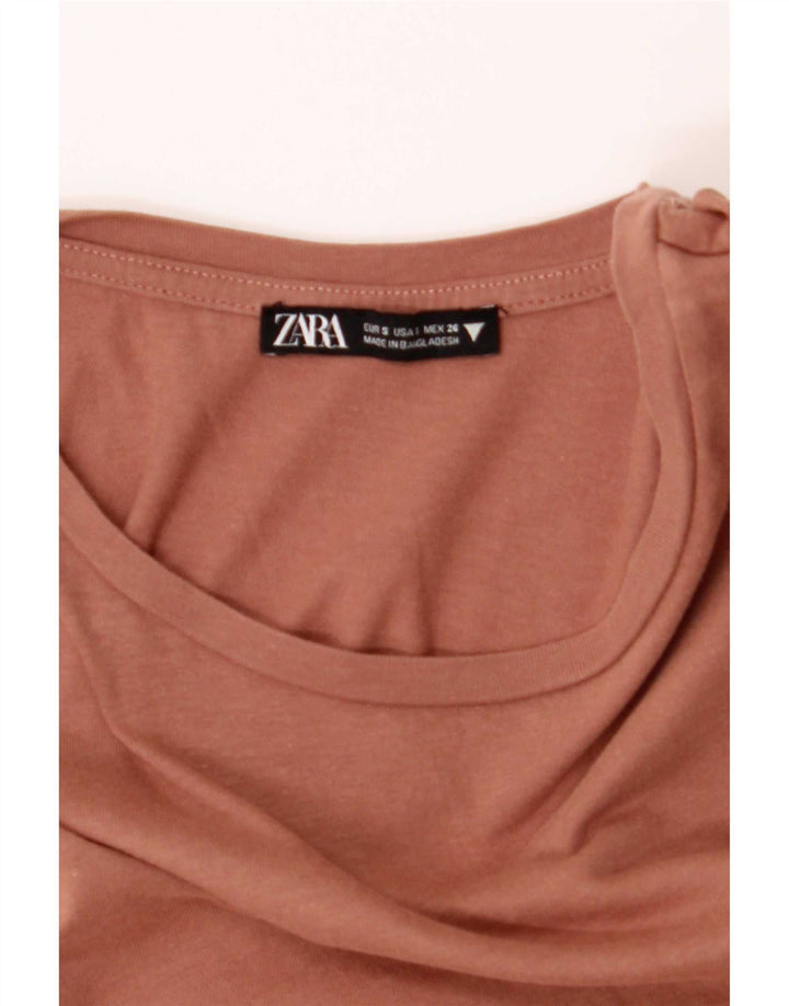 Женская блузка с коротким рукавом Zara UK 10, маленький коричневый цвет