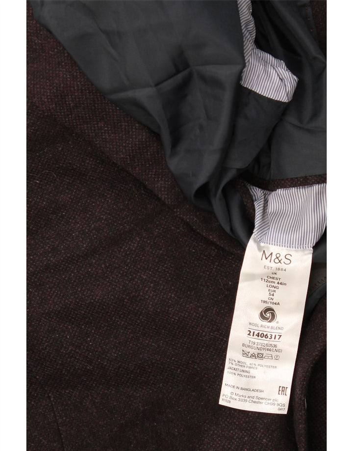 Мужской пиджак Marks & Spencer на 2 пуговицах UK 44 2XL бордовый шерстяной