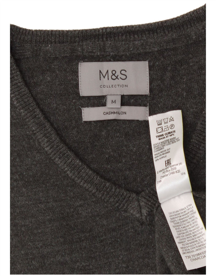Мужской джемпер с v-образным вырезом Marks & Spencer, средний серый акрил
