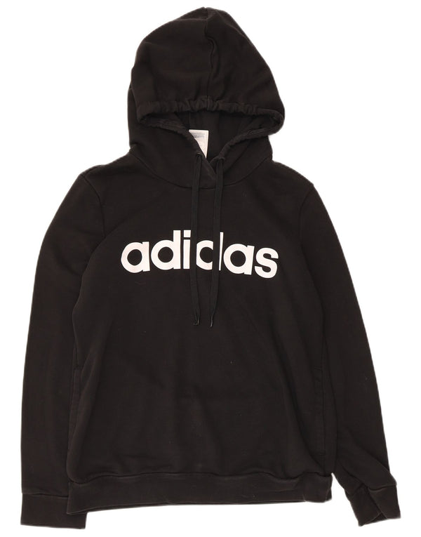 Женский джемпер с капюшоном Adidas с графическим рисунком UK 16/18, большой черный хлопок