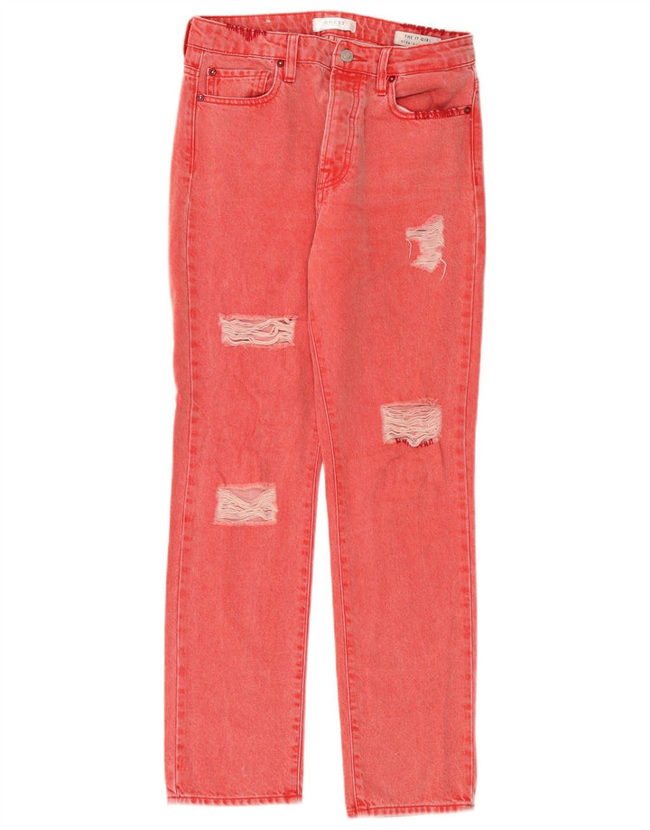 Guess Женские потертые прямые джинсы W26 L28 Красный хлопок