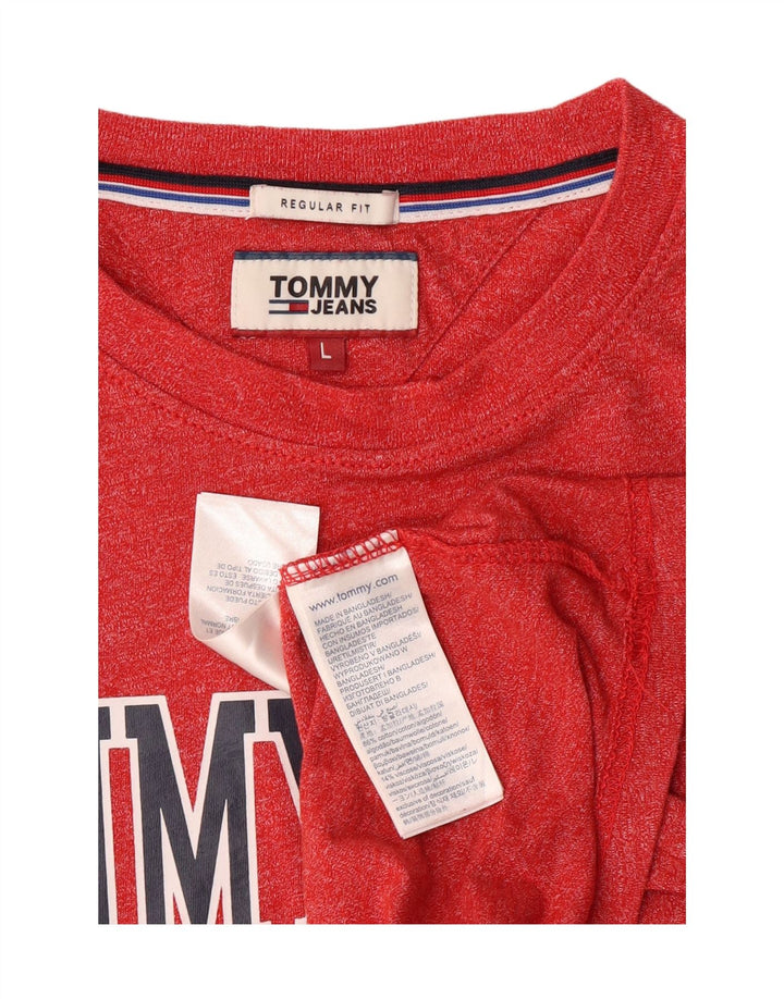 TOMMY HILFIGER Mens Regular Fit Graphic Top Long Sleeve Large Red Cotton Vintage Tommy Hilfiger and Second-Hand Tommy Hilfiger from Messina Hembry 