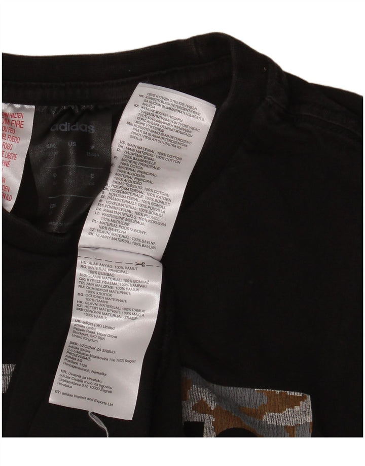 Футболка ADIDAS с рисунком для мальчиков, топ 13-14 лет, черный хлопок