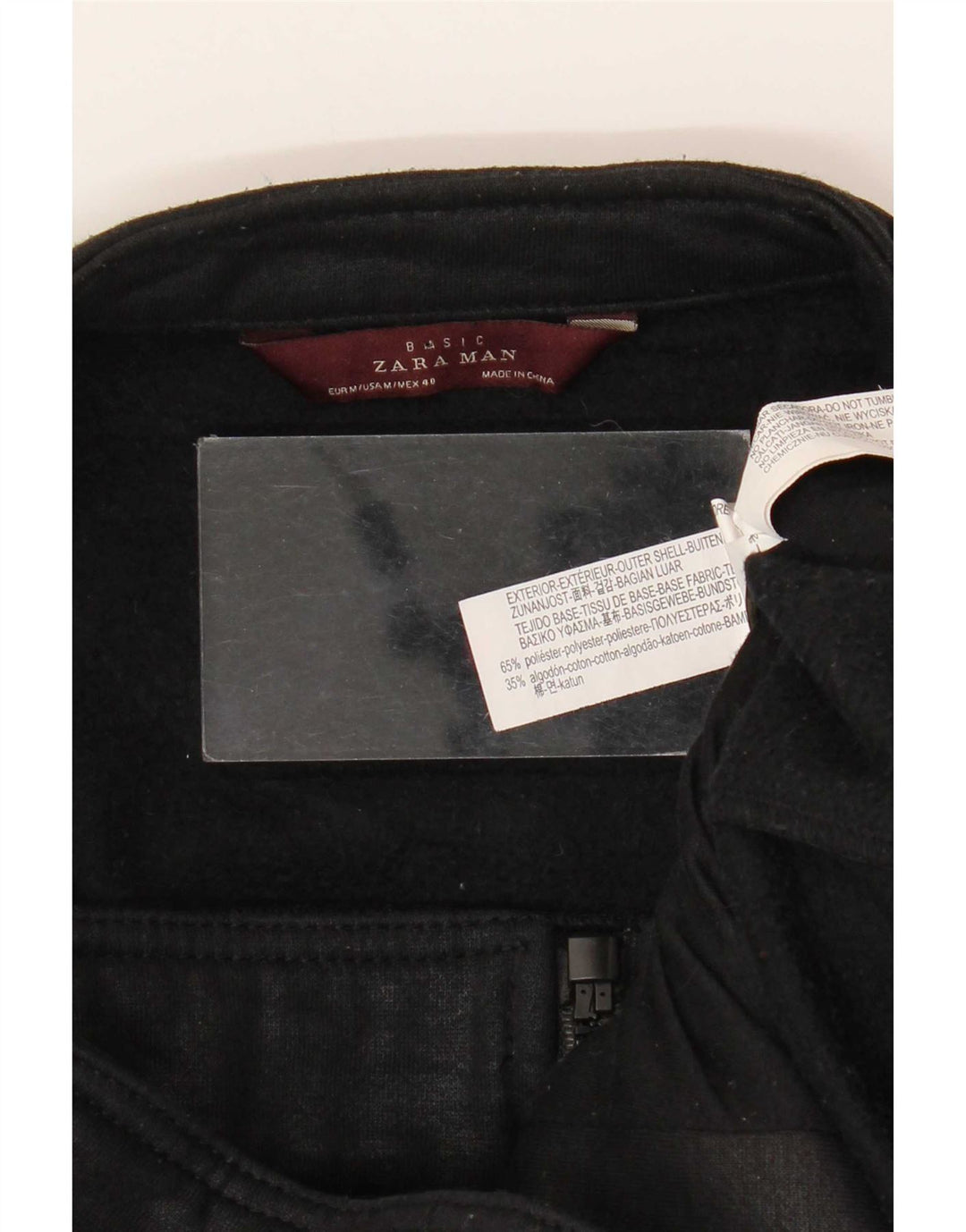 Мужская куртка-бомбер Zara UK 38, средний черный полиэстер