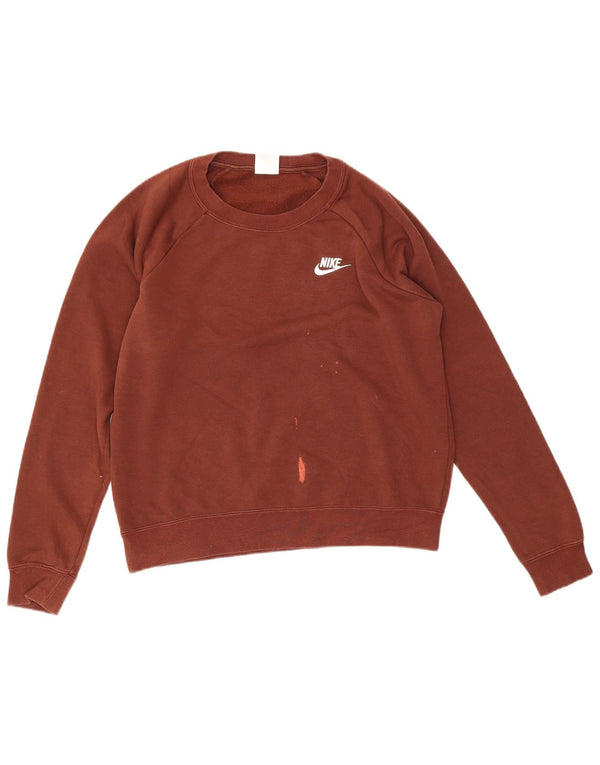 Женский джемпер оверсайз-свитшот Nike UK 10, маленький коричневый, хлопковый